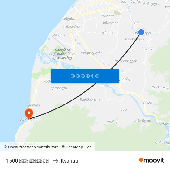 1500 მაიაკოვსკის ქ. to Kvariati map