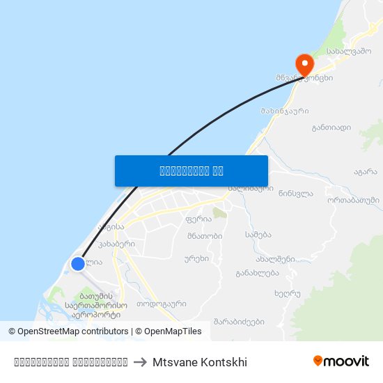 აეროპორტის გზადკეცილი to Mtsvane Kontskhi map