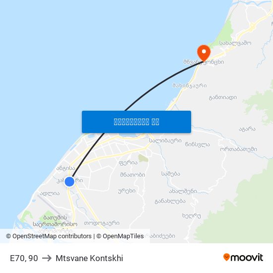 E70, 90 to Mtsvane Kontskhi map