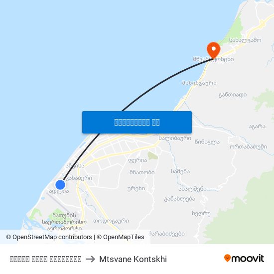 ადლია ბოლო გაჩერება to Mtsvane Kontskhi map