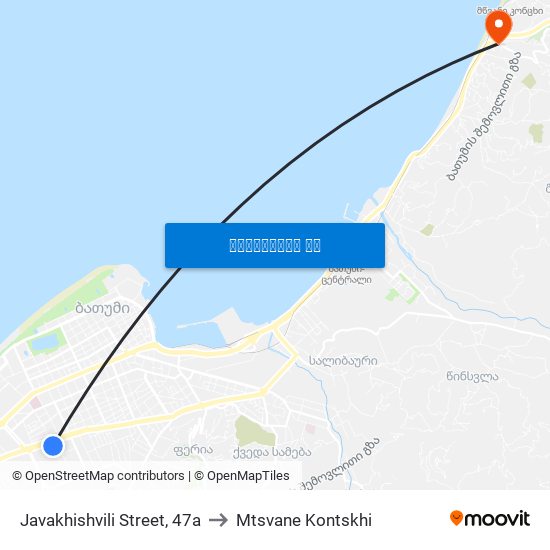 Javakhishvili Street, 47a to Mtsvane Kontskhi map