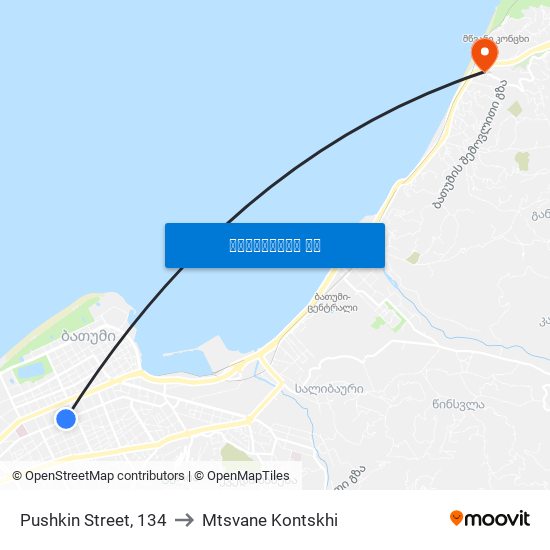 Pushkin Street, 134 to Mtsvane Kontskhi map