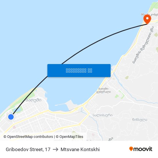 Griboedov Street, 17 to Mtsvane Kontskhi map