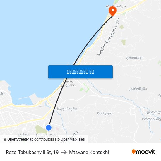 Rezo Tabukashvili St, 19 to Mtsvane Kontskhi map