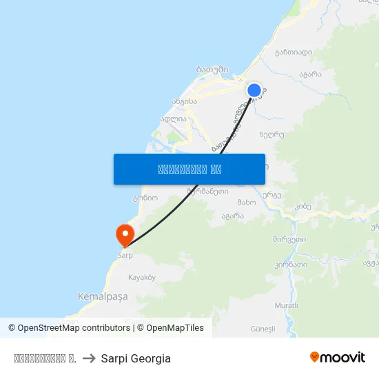 სვიჩევსკის ქ. to Sarpi Georgia map