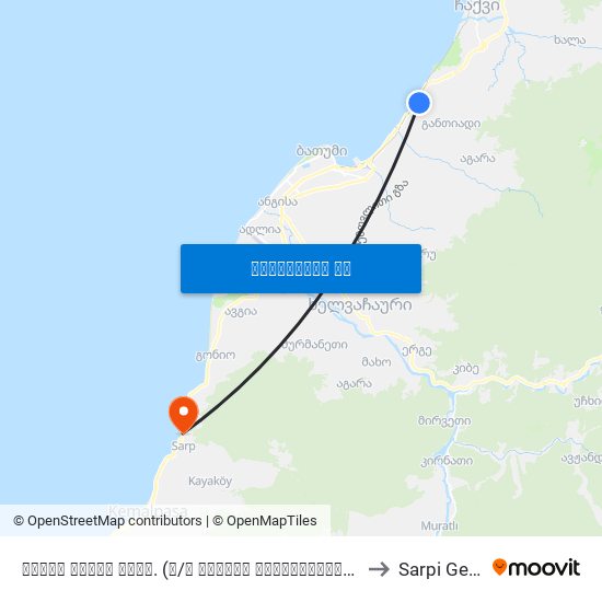 თამარ მეფის გამზ. (რ/კ სადგურ მახინჯაურის მოპირდაპირედ) to Sarpi Georgia map