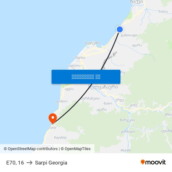 E70, 16 to Sarpi Georgia map