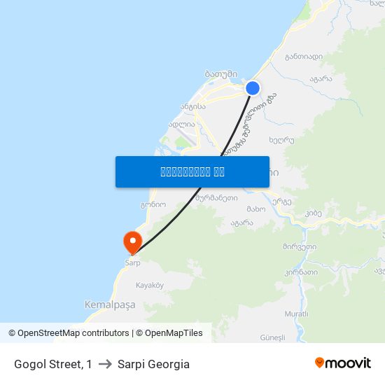 Gogol Street, 1 to Sarpi Georgia map