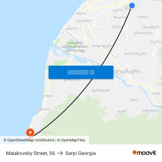 Maiakovsky Street, 56 to Sarpi Georgia map