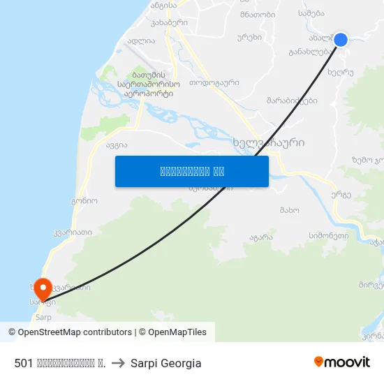 501 მაიაკოვსკის ქ. to Sarpi Georgia map