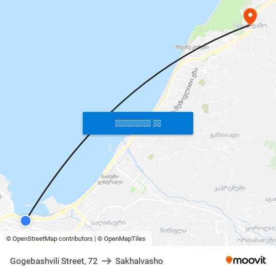 Gogebashvili Street, 72 to Sakhalvasho map
