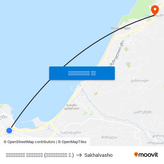 თბილისის მოედანი (წერეთილის ქ.) to Sakhalvasho map
