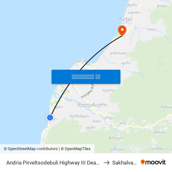 Andria Pirveltsodebuli Highway III Deadlock, 3 to Sakhalvasho map