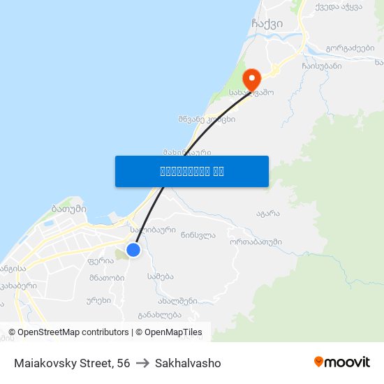 Maiakovsky Street, 56 to Sakhalvasho map