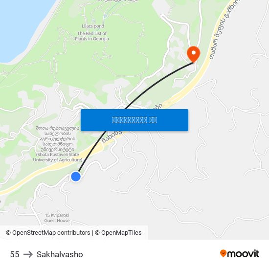 55 to Sakhalvasho map