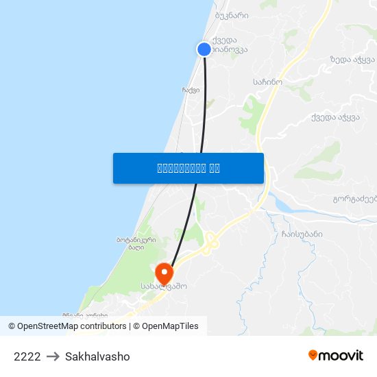 2222 to Sakhalvasho map