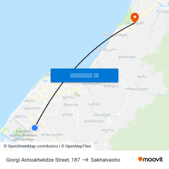 Giorgi Antsukhelidze Street, 187 to Sakhalvasho map