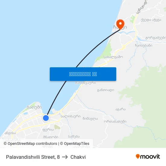 Palavandishvili Street, 8 to Chakvi map
