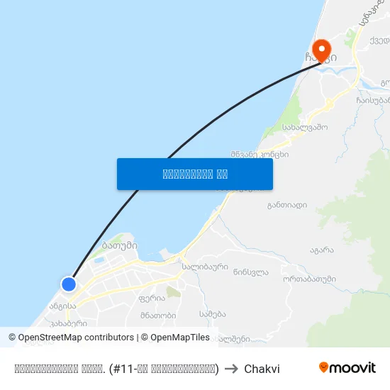 ხიმშიაშვილის გამზ. (#11-ის მოპირდაპირედ) to Chakvi map