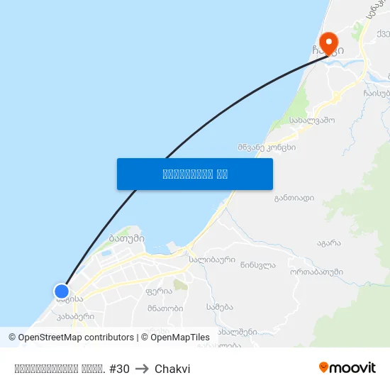 ხიმშიაშვილის გამზ. #30 to Chakvi map