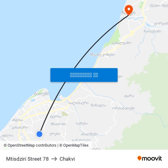 Mtisdziri Street 78 to Chakvi map