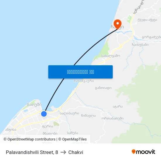Palavandishvili Street, 8 to Chakvi map