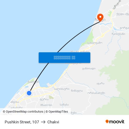 Pushkin Street, 107 to Chakvi map