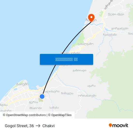 Gogol Street, 36 to Chakvi map