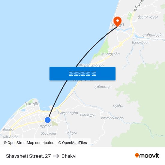 Shavsheti Street, 27 to Chakvi map