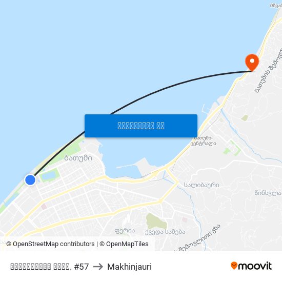 რუსთაველის გამზ. #57 to Makhinjauri map