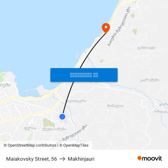 Maiakovsky Street, 56 to Makhinjauri map