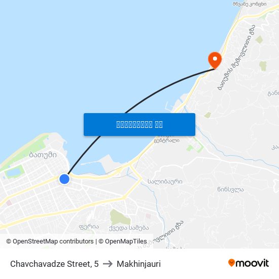 Chavchavadze Street, 5 to Makhinjauri map