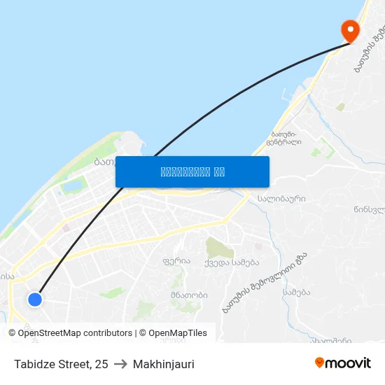 Tabidze Street, 25 to Makhinjauri map