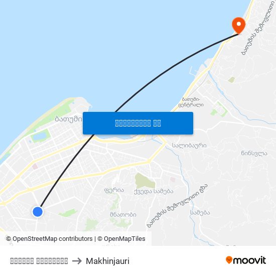 რაგბის სტადიონი to Makhinjauri map