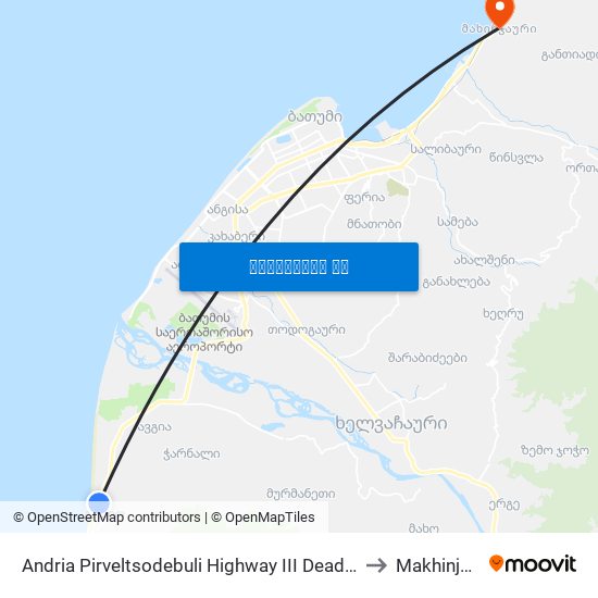 Andria Pirveltsodebuli Highway III Deadlock, 3 to Makhinjauri map