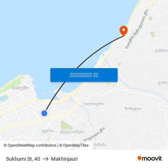 Sukhumi St, 40 to Makhinjauri map