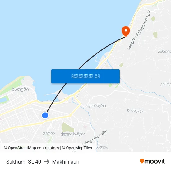 Sukhumi St, 40 to Makhinjauri map