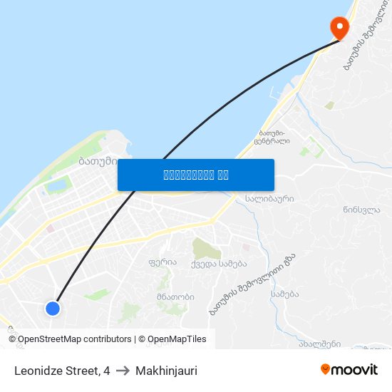 Leonidze Street, 4 to Makhinjauri map