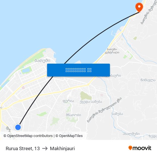 Rurua Street, 13 to Makhinjauri map