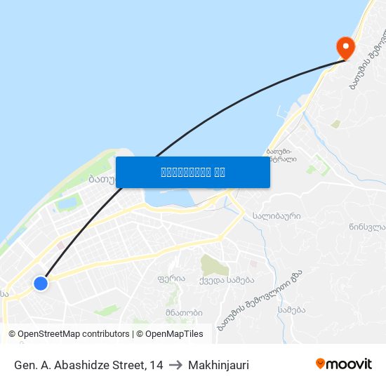 Gen. A. Abashidze Street, 14 to Makhinjauri map