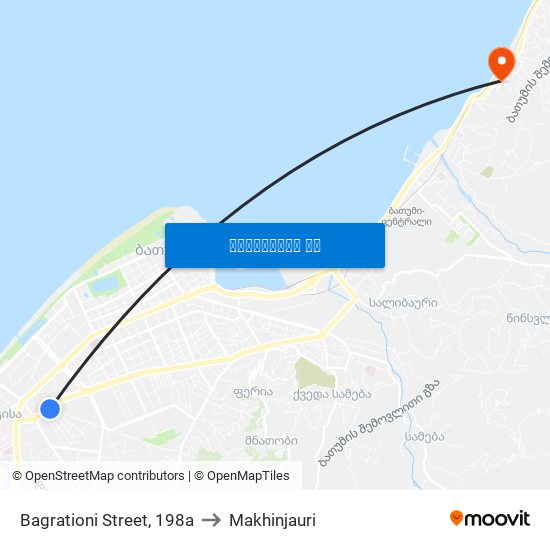 Bagrationi Street, 198a to Makhinjauri map