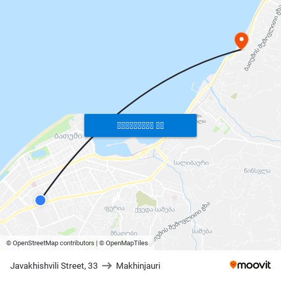 Javakhishvili Street, 33 to Makhinjauri map