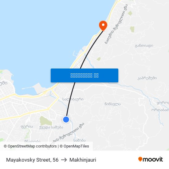 Mayakovsky Street, 56 to Makhinjauri map