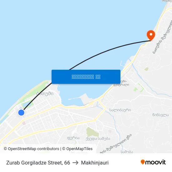 Zurab Gorgiladze Street, 66 to Makhinjauri map