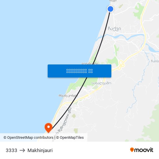 3333 to Makhinjauri map