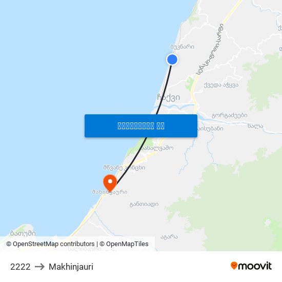 2222 to Makhinjauri map
