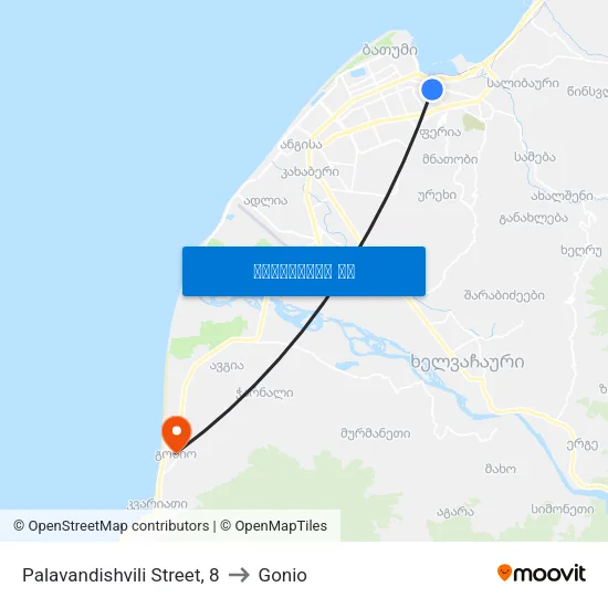 Palavandishvili Street, 8 to Gonio map