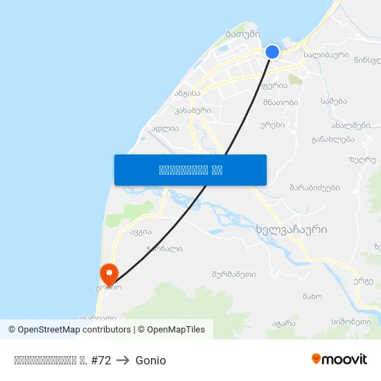 გოგებაშვილის ქ. #72 to Gonio map
