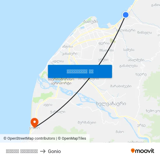 ბათუმი ცენტრალი to Gonio map