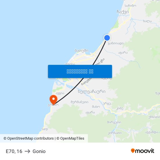 E70, 16 to Gonio map